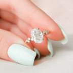 2.0 CT Oval Shape Moissanite Cluster Engagement Ring