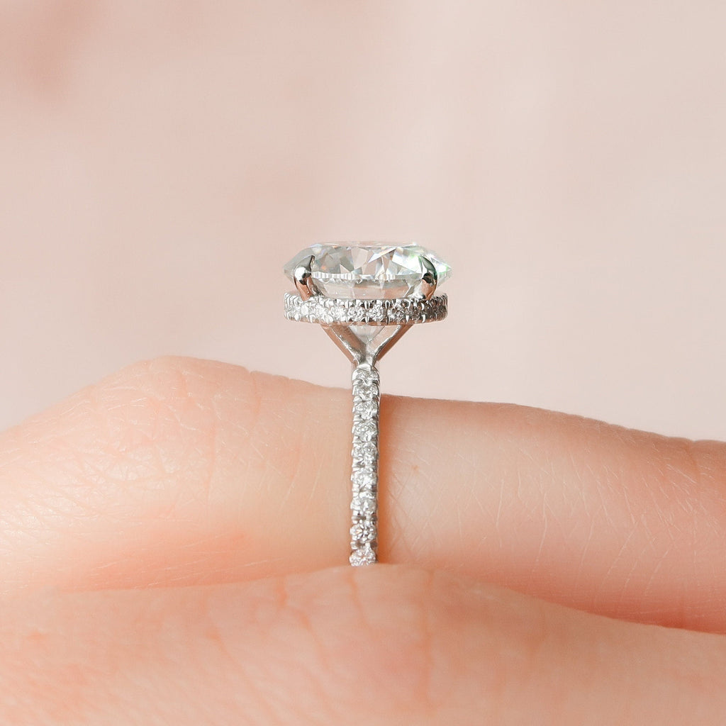 2.50 CT Round Moissanite Hidden Halo Pave Setting Engagement Ring