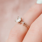1.0 CT Cushion Cut Nature Inspired Moissanite Engagement Ring