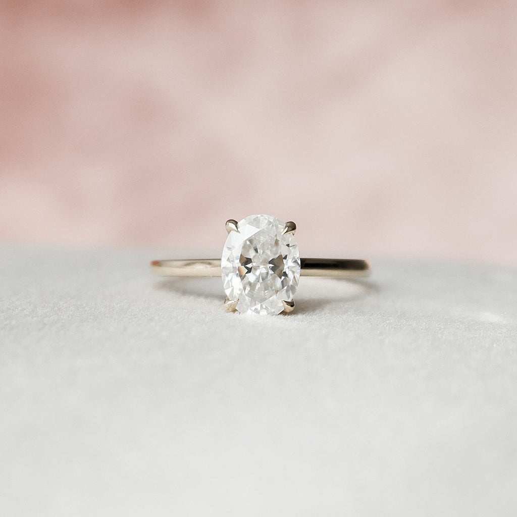 1.50 CT Oval Cut Moissanite Hidden Halo Engagement Ring