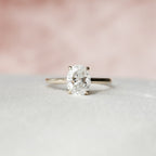 1.50 CT Oval Cut Moissanite Hidden Halo Engagement Ring