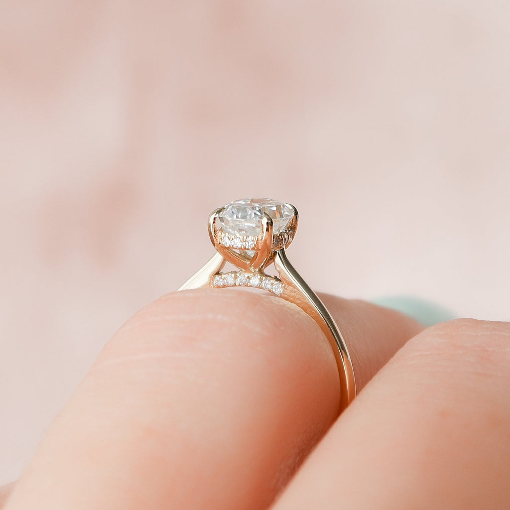 1.50 CT Oval Cut Moissanite Hidden Halo Engagement Ring