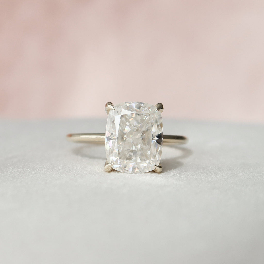 4.50 CT Elongated Cushion Moissanite Hidden Halo Engagement Ring