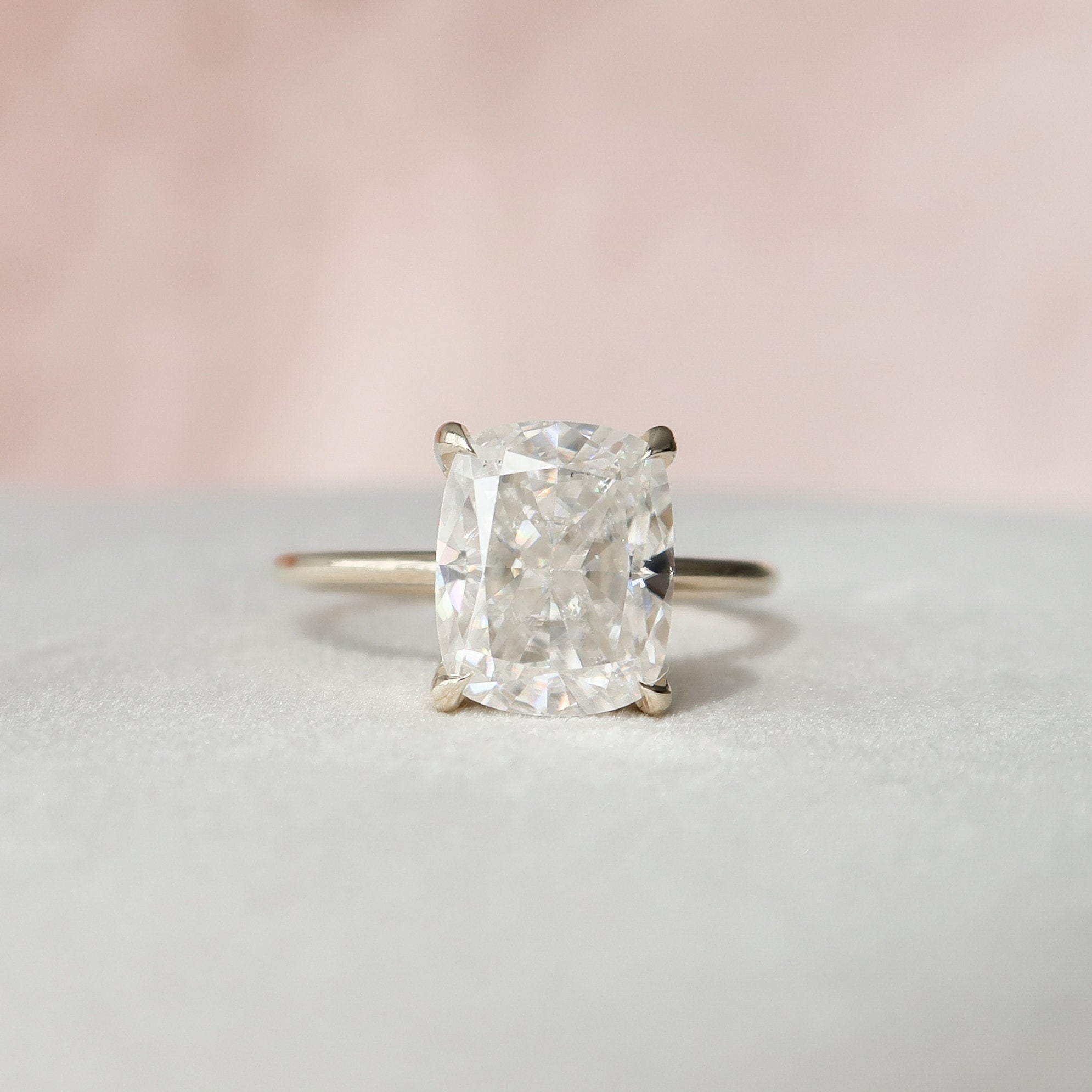 4.50 CT Elongated Cushion Moissanite Hidden Halo Engagement Ring