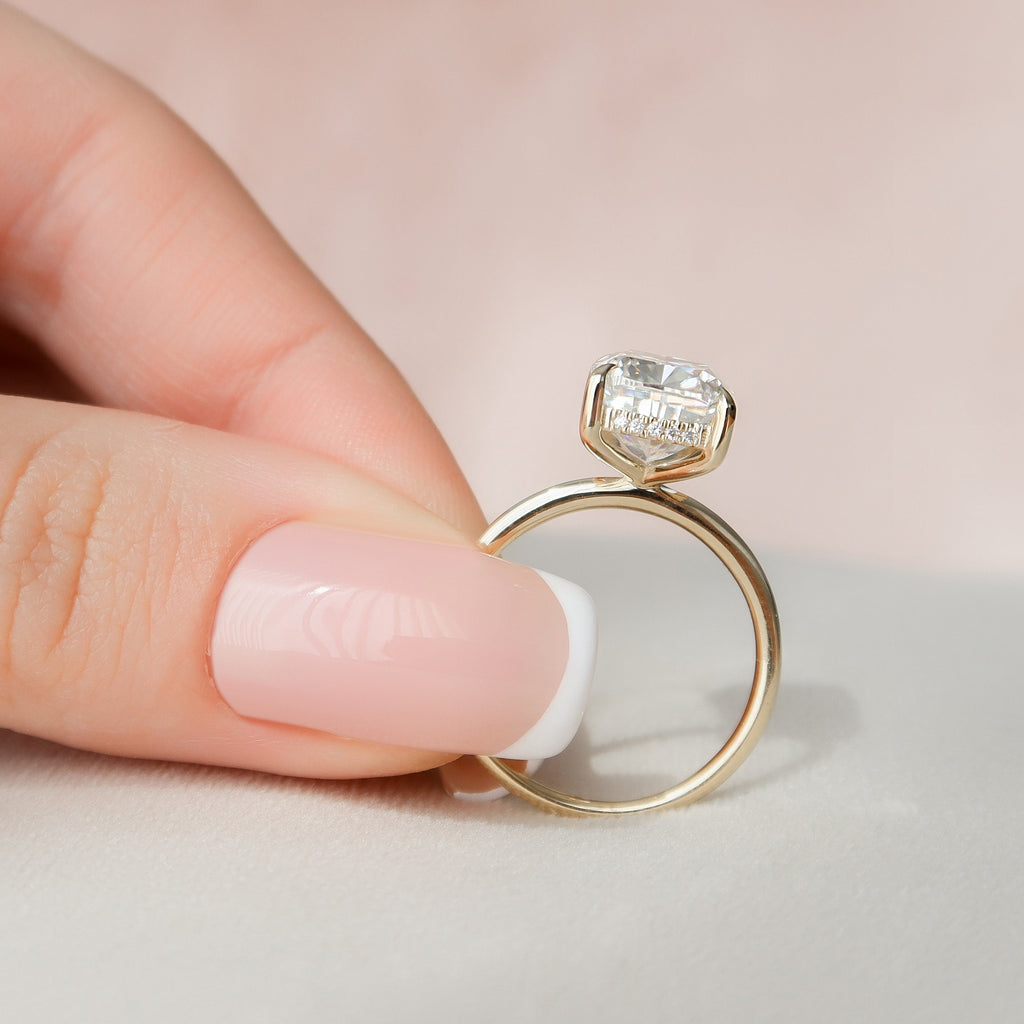 4.50 CT Elongated Cushion Moissanite Hidden Halo Engagement Ring