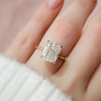 4.50 CT Elongated Cushion Moissanite Hidden Halo Engagement Ring