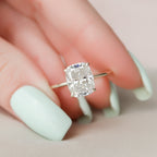 4.0 CT Elongated Cushion Moissanite Hidden Halo Setting Engagement Ring