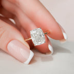 4.0 CT Elongated Cushion Moissanite Hidden Halo Setting Engagement Ring