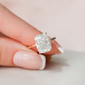4.0 CT Elongated Cushion Moissanite Hidden Halo Setting Engagement Ring
