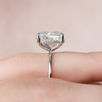 6.0 CT Elongated Cushion Moissanite Hidden Halo Engagement Ring