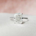6.0 CT Elongated Cushion Moissanite Hidden Halo Engagement Ring