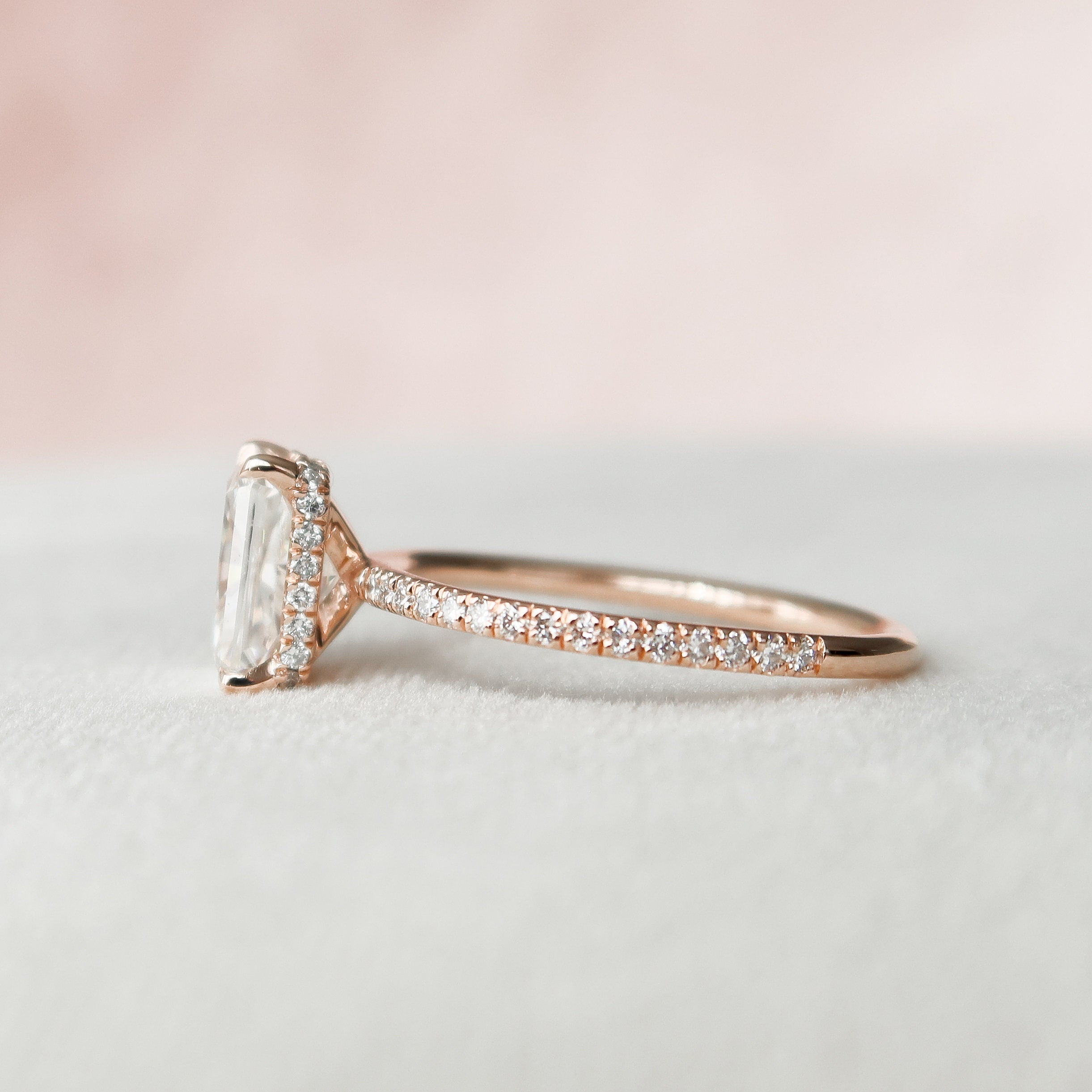 2.0 CT Radiant Moissanite Pave Engagement Ring