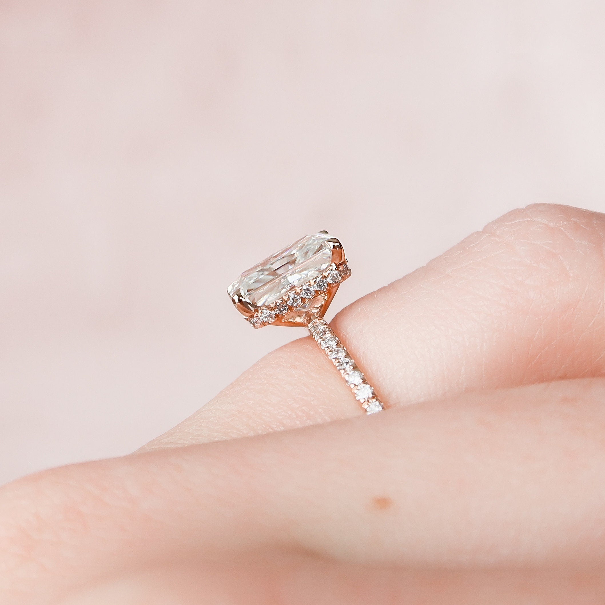 2.0 CT Radiant Moissanite Pave Engagement Ring