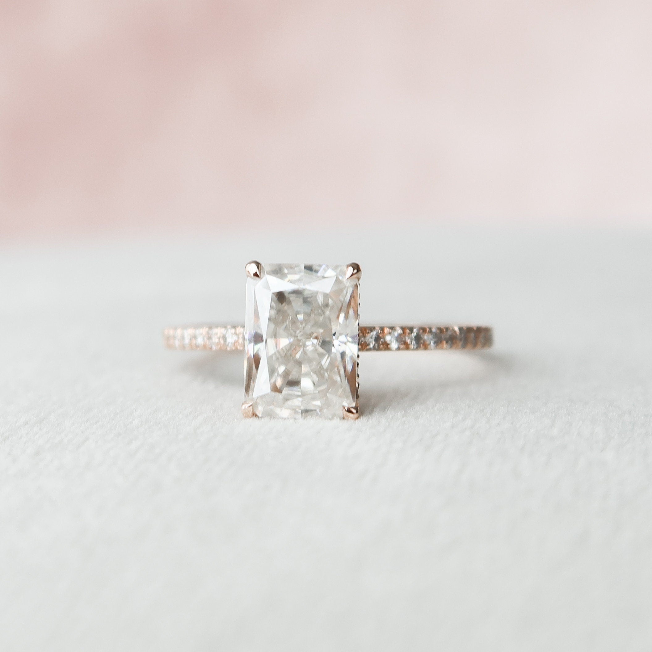 2.0 CT Radiant Moissanite Pave Engagement Ring