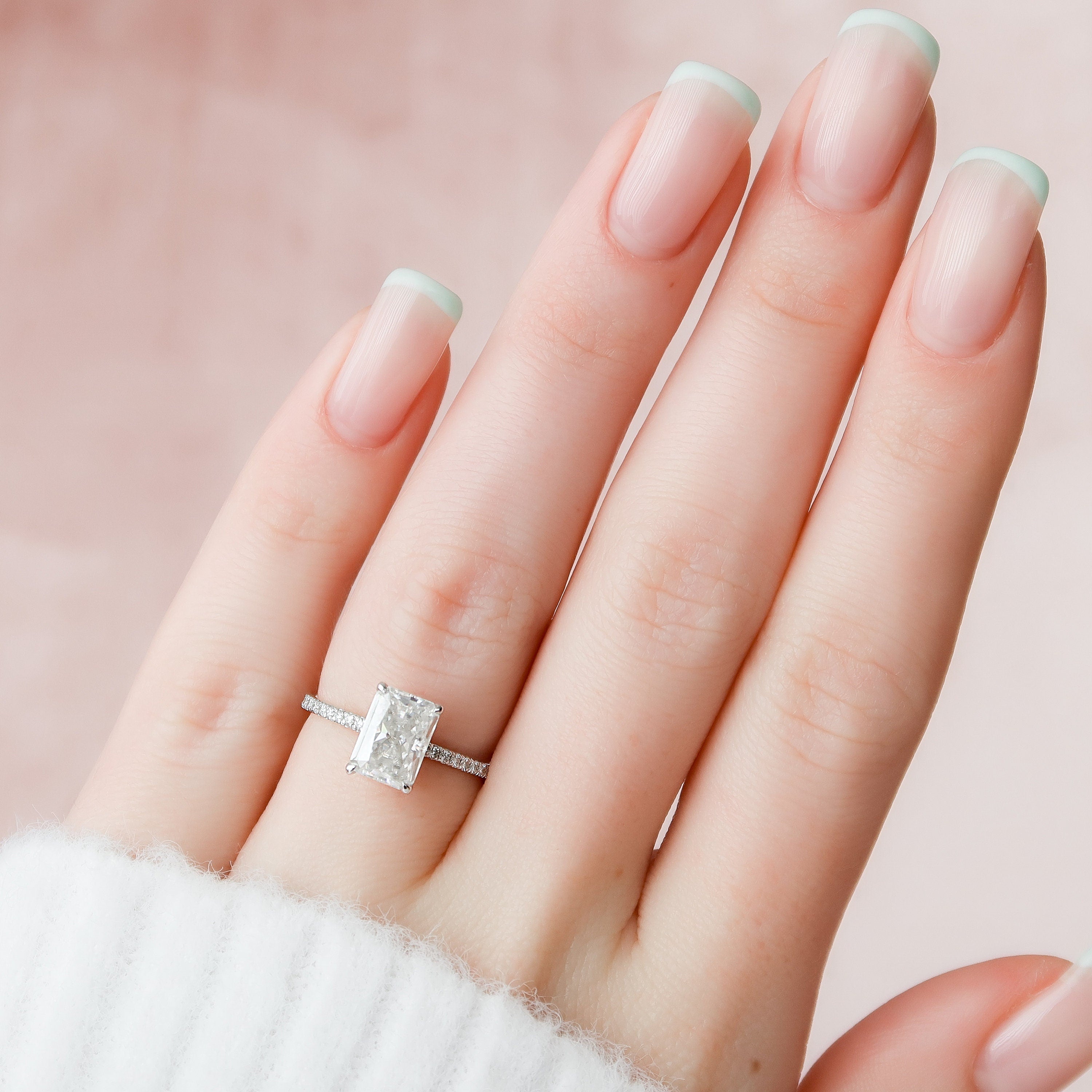 2.0 CT Radiant Moissanite Pave Engagement Ring