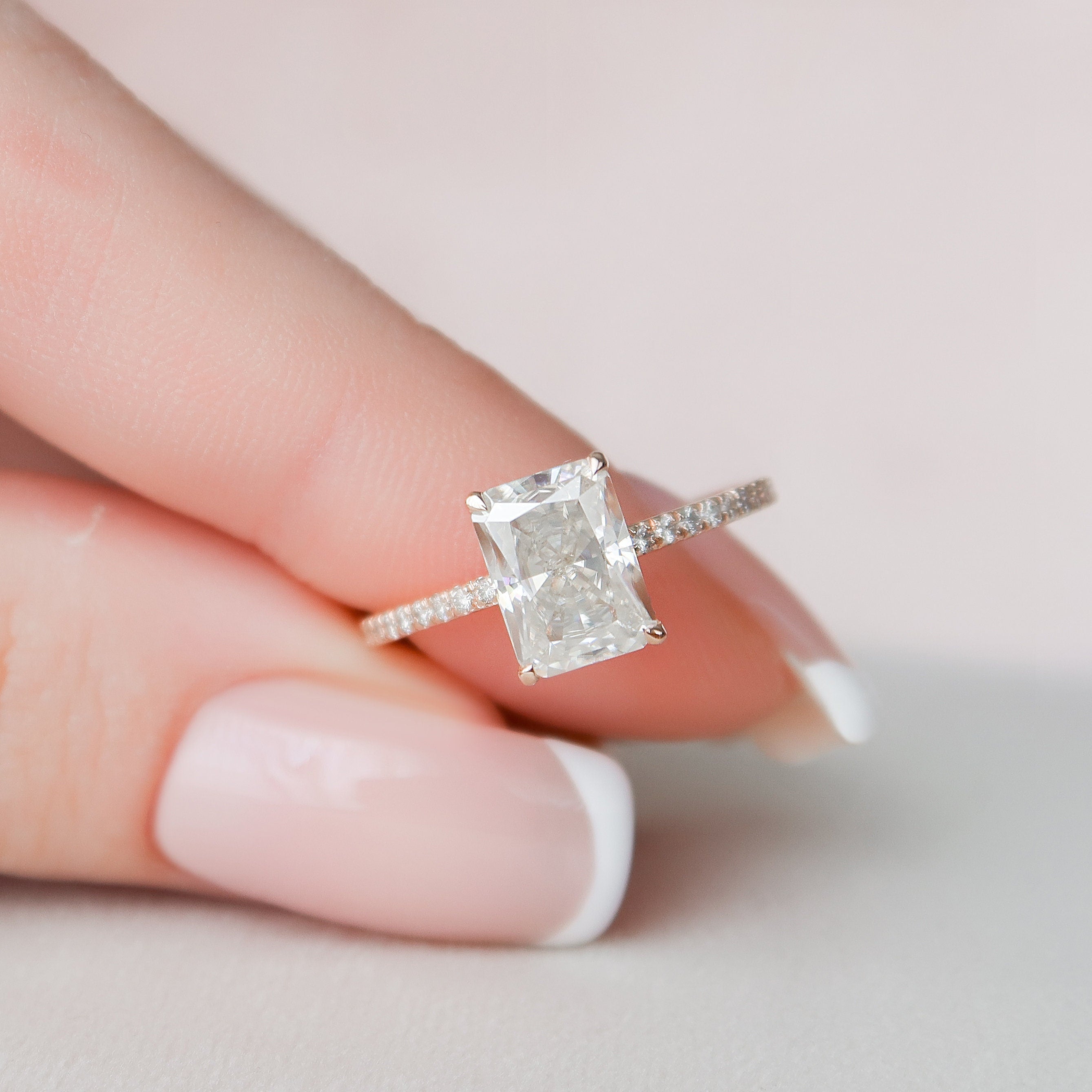 2.0 CT Radiant Moissanite Pave Engagement Ring