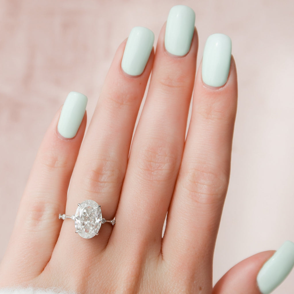 4.50 CT Oval Moissanite Dainty Style Engagement Ring