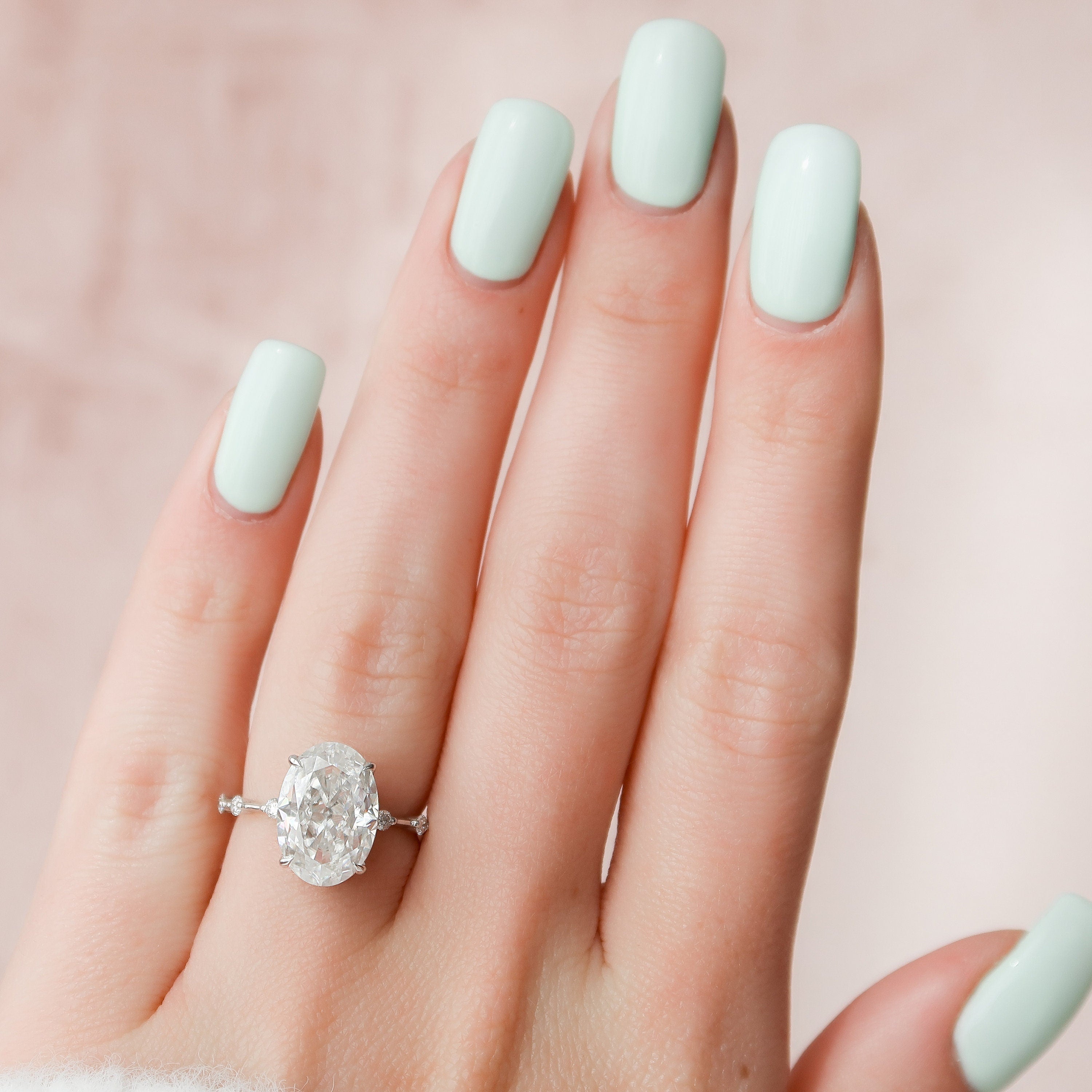 4.50 CT Oval Moissanite Dainty Style Engagement Ring