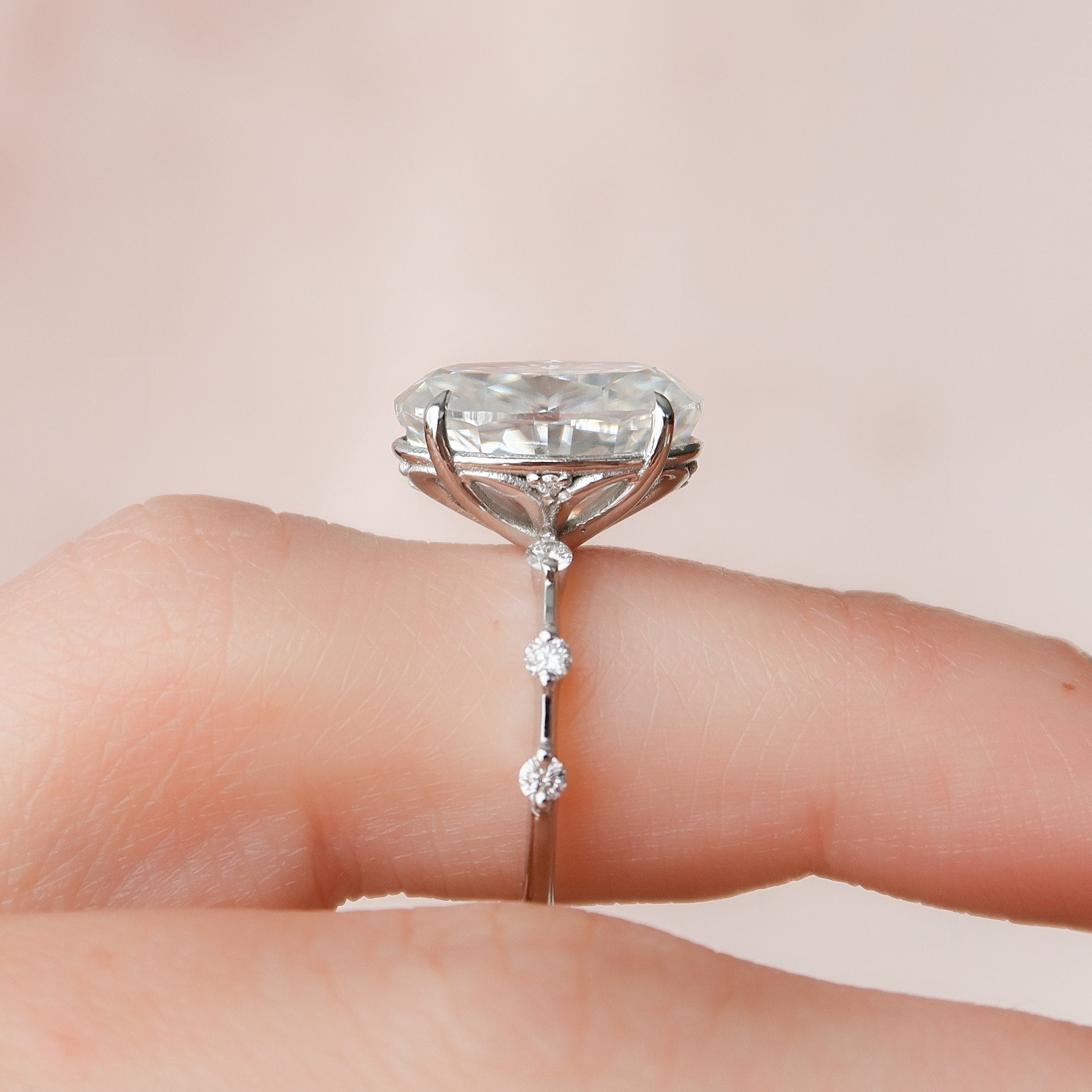 4.50 CT Oval Moissanite Dainty Style Engagement Ring