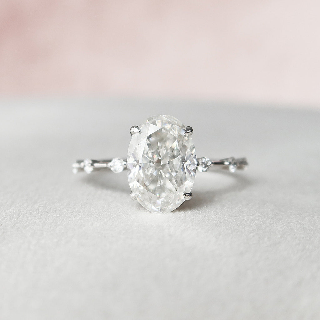 3.0 CT Oval Moissanite Dainty Style Engagement Ring