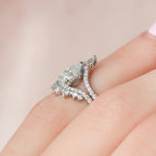 1.0CT Pear Cut Moissanite Halo Bridal Engagement Ring Set