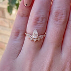 0.95 CT Cluster Pear Cut Moissanite Engagement Ring