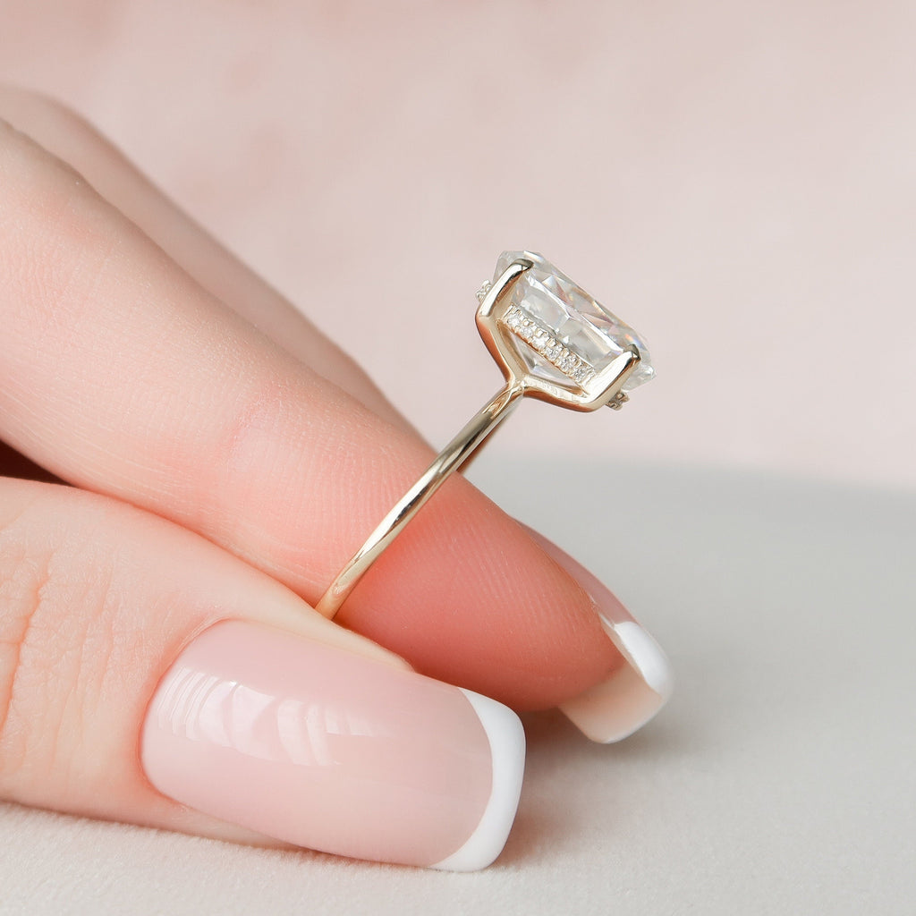 3.50 CT Oval Moissanite Hidden Halo Engagement Ring