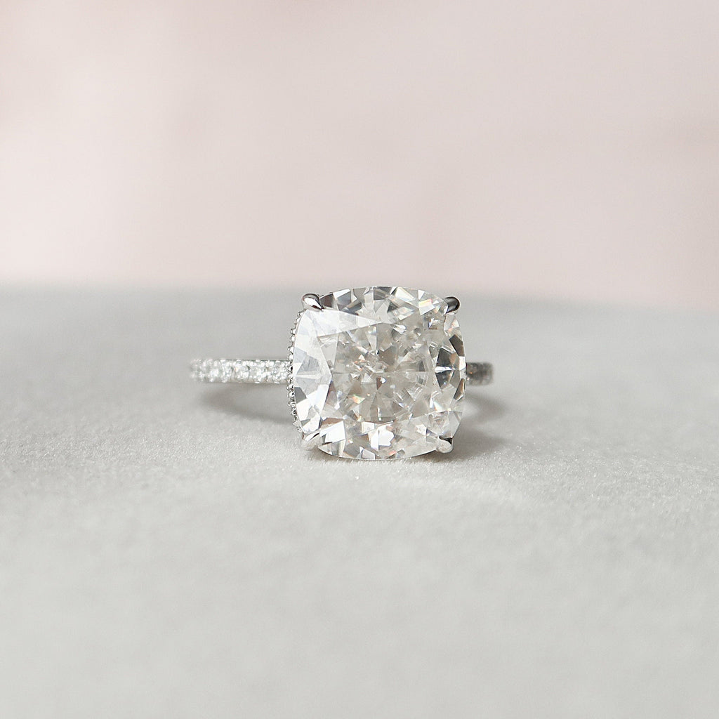 4.50 CT Cushion Moissanite Pave Engagement Ring