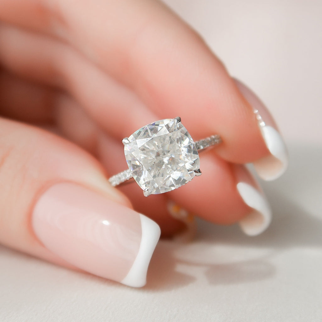 4.50 CT Cushion Moissanite Pave Engagement Ring