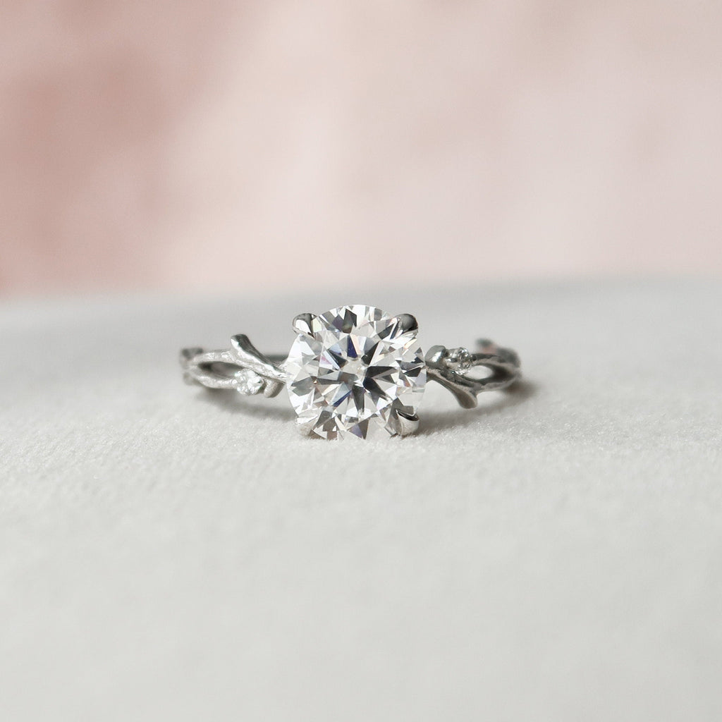1.50 CT Round Cut Moissanite Nature Inspired Engagement Ring