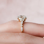 2.0 CT Oval Cut Moissanite Cluster Engagement Ring