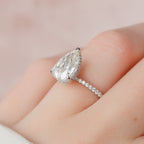 2.50 CT Pear Moissanite Pave Setting Engagement Ring