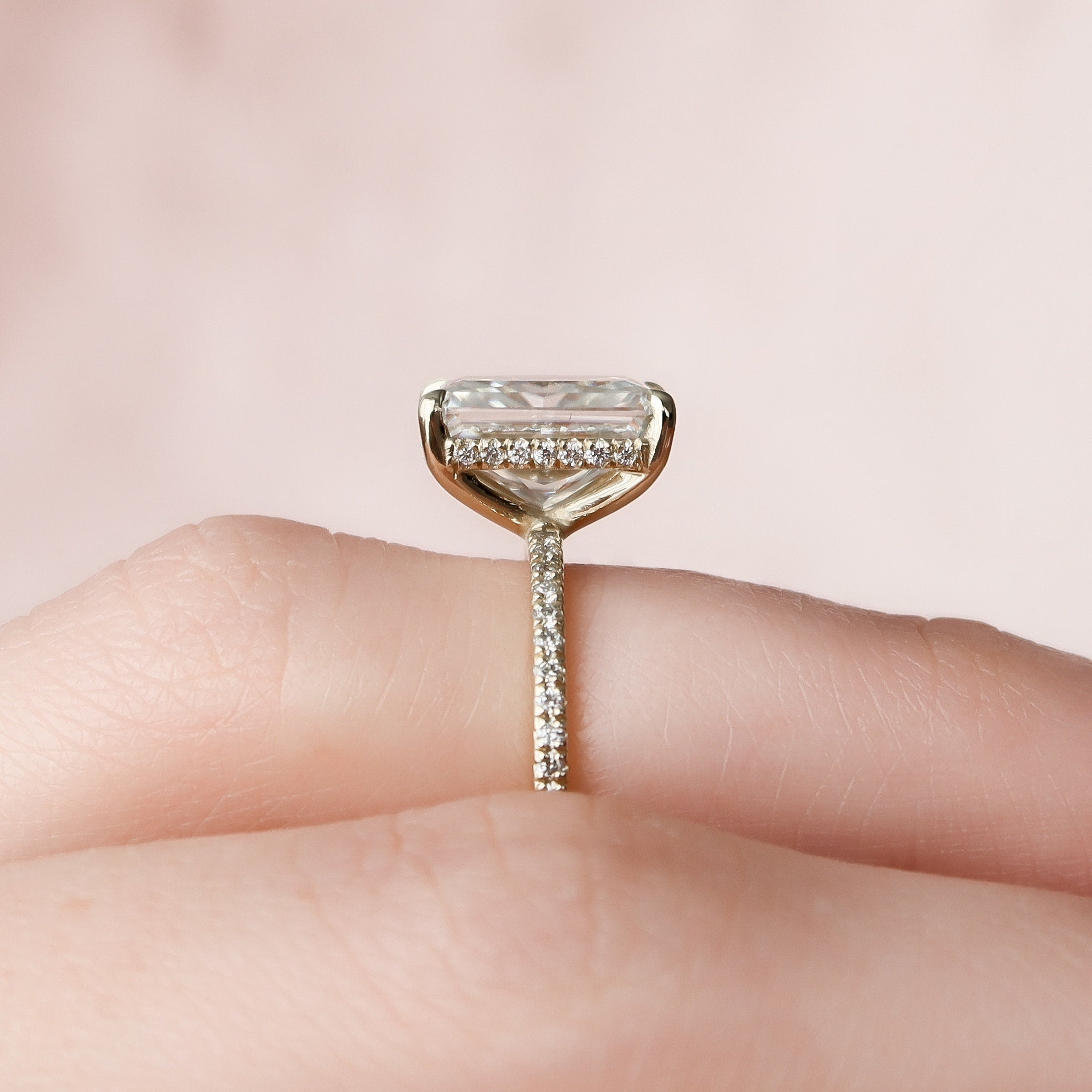 3.50 CT Radiant Cut Pave Moissanite Engagement Ring