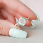 2.0 CT Oval Cut Moissanite Cluster Engagement Ring