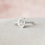 1.50 CT Oval Cut Pave Style Moissanite Engagement Ring