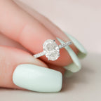 1.50 CT Oval Cut Pave Style Moissanite Engagement Ring