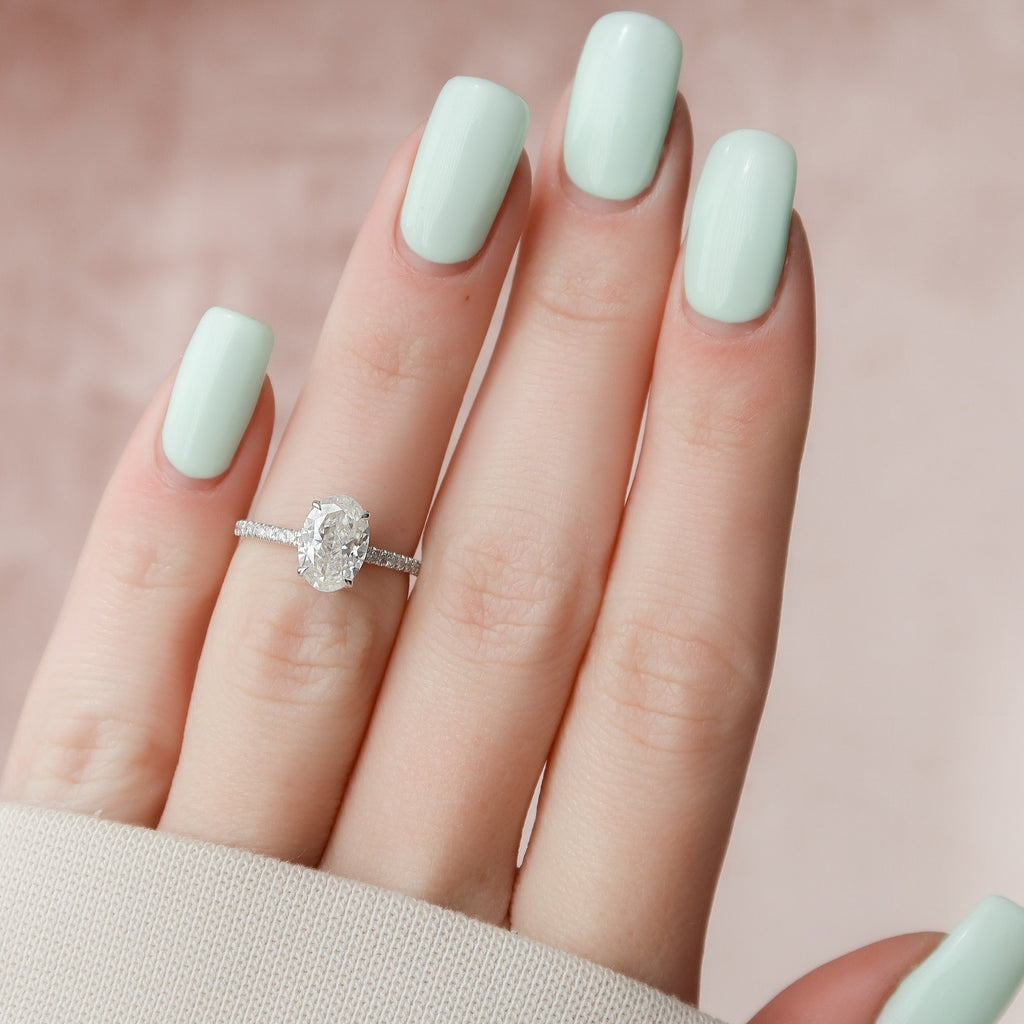 1.50 CT Oval Cut Pave Style Moissanite Engagement Ring