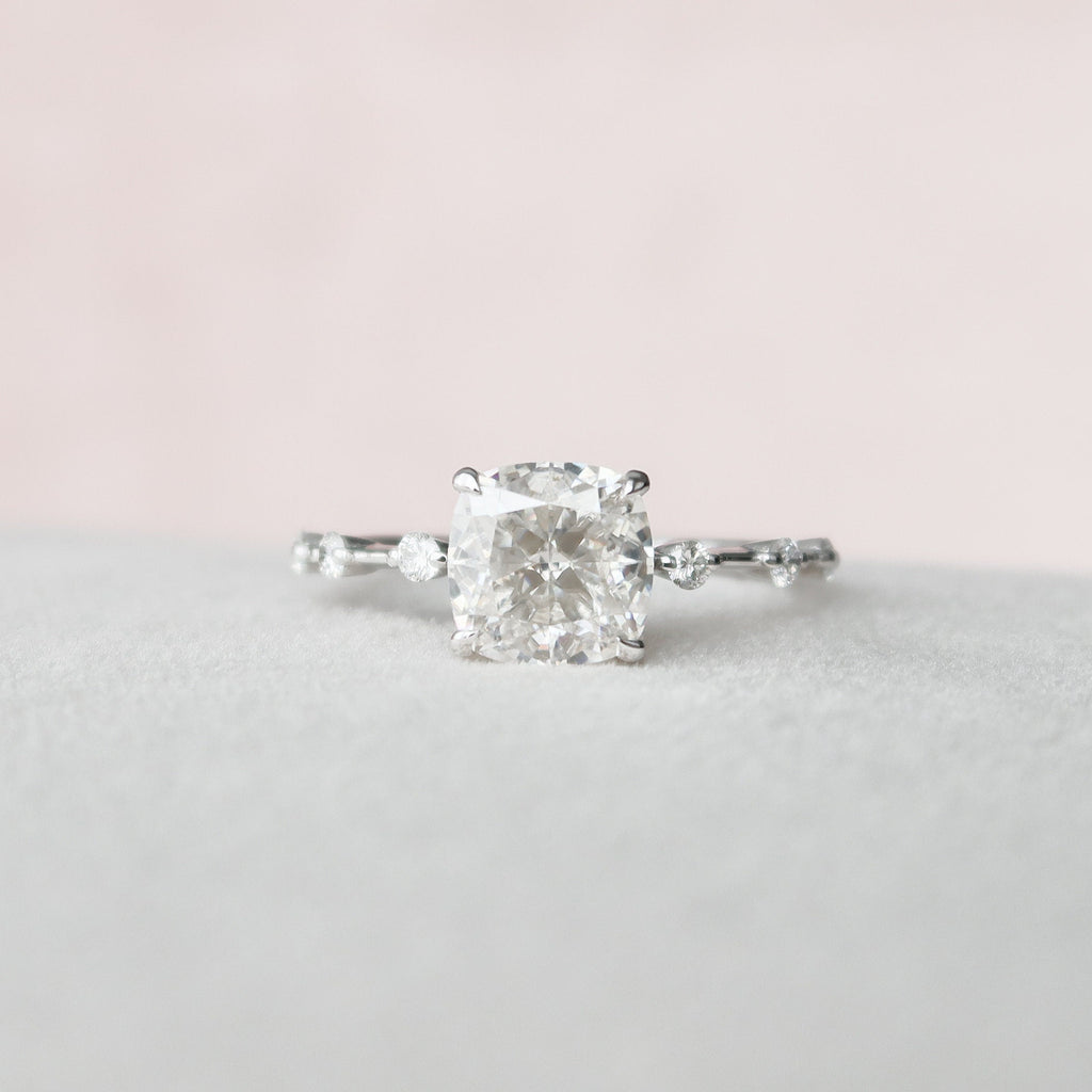 2.0 CT Cushion Moissanite Pave Style Engagement Ring