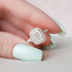 3.50 CT Radiant Cut Halo Moissanite Engagement Ring