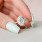 2.50 CT Oval Moissanite Halo Setting Engagement Ring