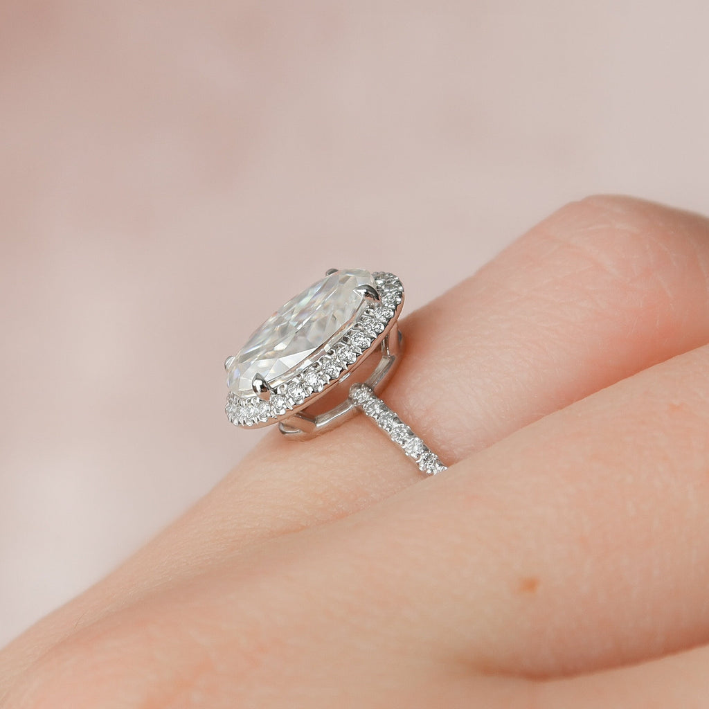 2.50 CT Oval Moissanite Halo Setting Engagement Ring