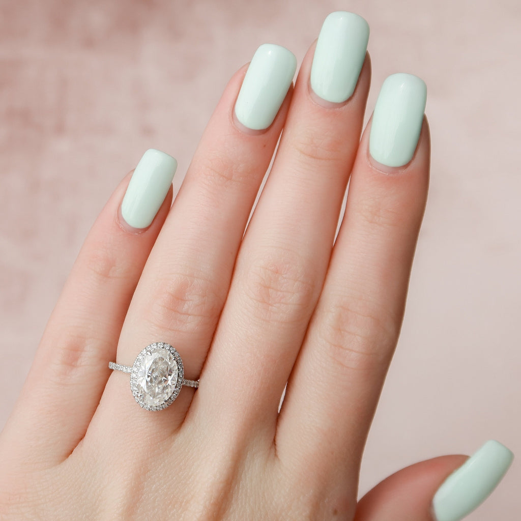 2.50 CT Oval Moissanite Halo Setting Engagement Ring