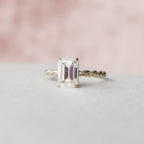 2.0 CT Emerald Moissanite Hidden Halo Engagement Ring