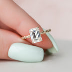 2.0 CT Emerald Moissanite Hidden Halo Engagement Ring
