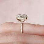 4.50 CT Elongated Cushion Cut Moissanite Pave Engagement Ring