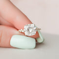 4.0 CT Cushion Moissanite Cluster Setting Engagement Ring