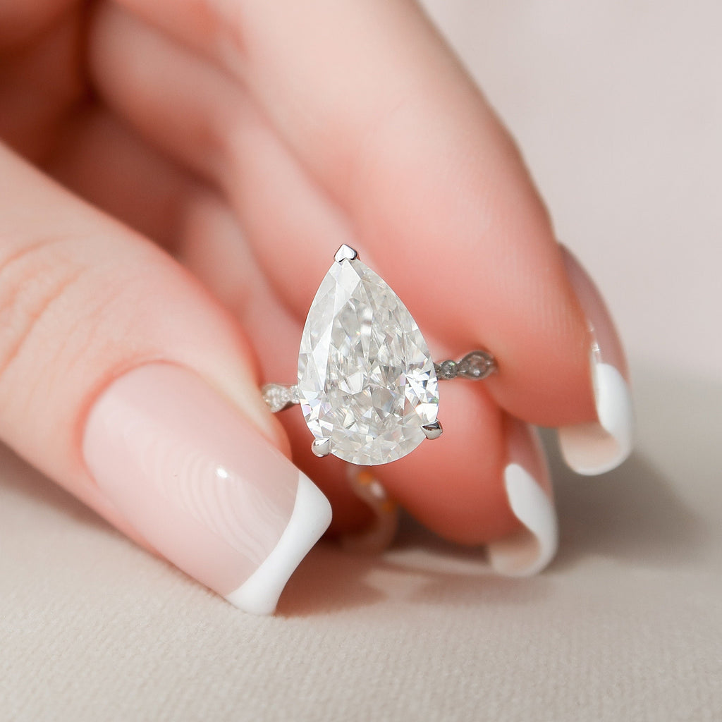 4.50 CT Pear Moissanite Pave Engagement Ring