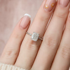 2.0 CT Elongated Cushion Moissanite Hidden Halo Engagement Ring