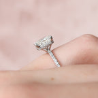 2.0 CT Elongated Cushion Cut Moissanite Hidden Halo & pave Engagement Ring