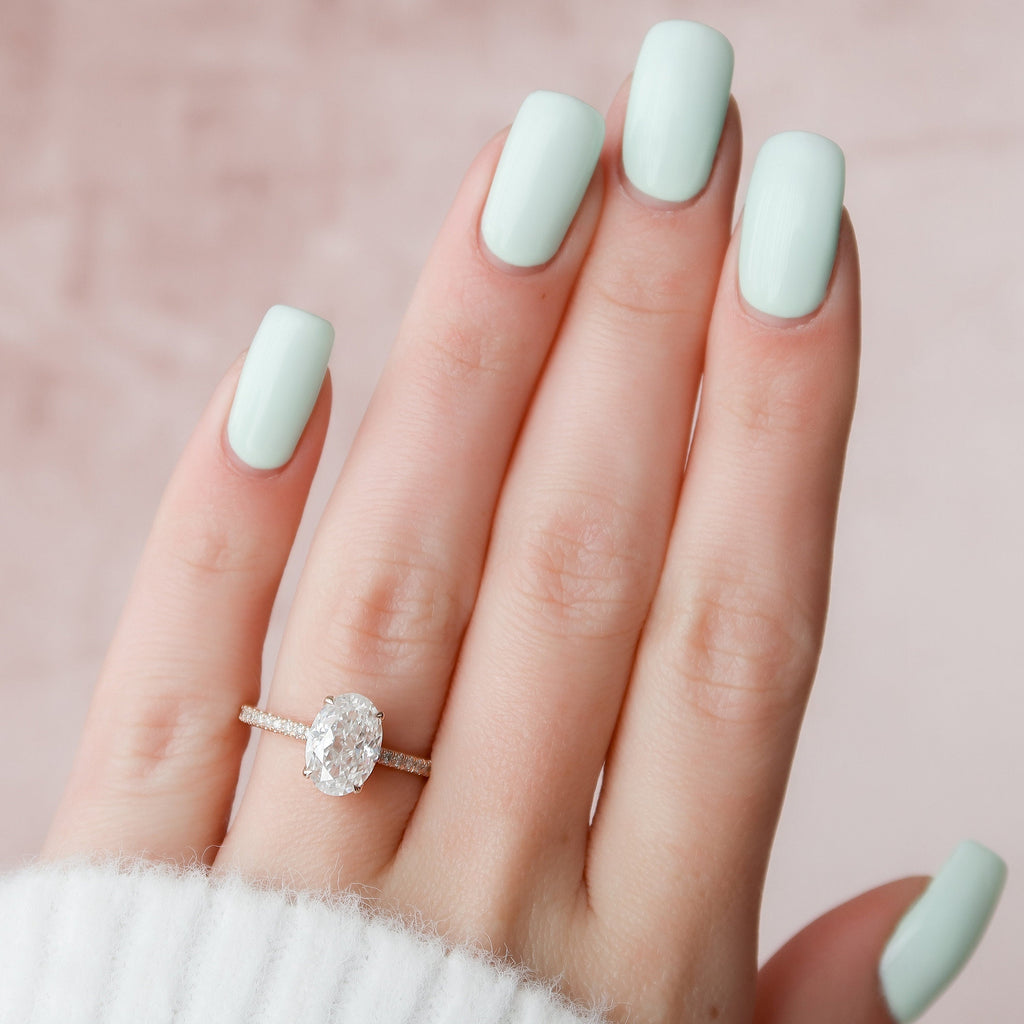 2.50 CT Oval Moissanite Pave Setting Engagement Ring